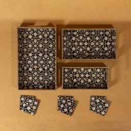 Wooden Serving Tray Set of 3 WITH COASTER Tray-52