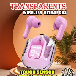 crecro Ultrapod Bluetooth Earbuds Headset Crystal Transparent Design,LED Display W86 Smart Headphones-29