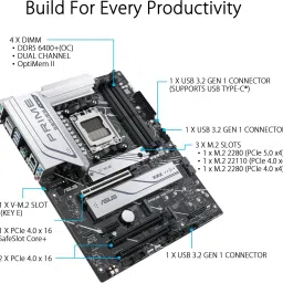 ASUS PRIME X670-P CSM AM5Socket ATX AMD X670 Chipset DDR5 Motherboard for Desktop image 3