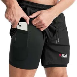 Solid Men Black Sports Shorts-image-9