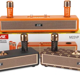 MZ M22VP (PORTABLE BLUETOOTH SPEAKER) Dynamic Sound with 2 wireless mics Karaoke 16 W Bluetooth Soundbar image 2