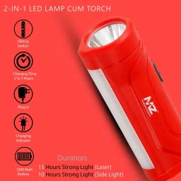 mz M901 (RECHARGEABLE LED TORCH) 12W Laser + 7 SMD COB, 1200mAh Battery Torch image 2