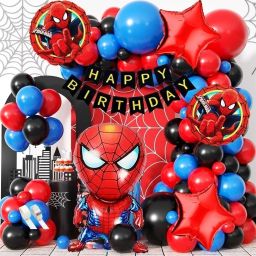 Printed spiderman birthday decoration avengers theme combo kit for boys girls Balloons Balloon Bouquet-14