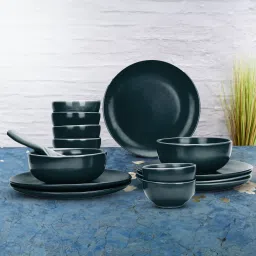 Pack of 14 Ceramic Microwave Safe Dinner Plates Bowls Sets Chip Resistant Dinnerware Sets (Green) Dinner Set-image-8