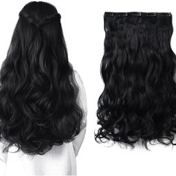 Women's & Girl's Curly/Wavy Natural Black Clip And Go 22 inch Hair Extension-picture-4