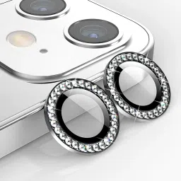 Evett Back Camera Lens Ring Guard Protector for iPhone 12 Diamond Stone Ring Protector Silver-23