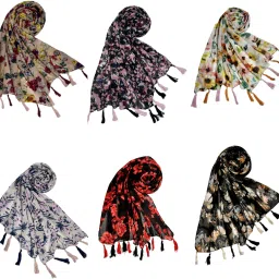 Printed Chiffon Women Multicolor Stole, Scarf, Fancy Scarf-image-56