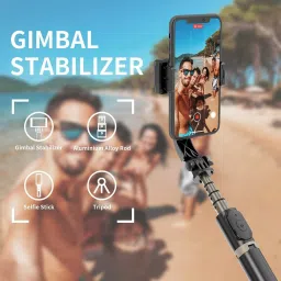 Hold up 1-Axis Handheld Gimbal Stabilizer for Smartphone with Extendable Bluetooth Selfie Stick and Tripod, Multifunction Remote 360 Automatic Rotation, for iPhone/Android Bluetooth Selfie Stick image 5