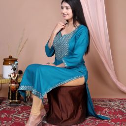 Women Embroidered Viscose Rayon Straight Kurta-image-32