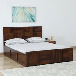 woodsworth from pepperfry Bergen Sheesham Wood Queen Size Bed In Provincial Teak Finish With Hydraulic Storage-picture-42