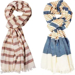 Striped Pure Cotton Men Multicolor Stole-44