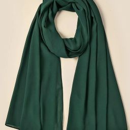 Solid Chiffon Women Green Scarf-image-52