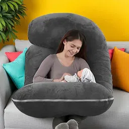 J Shaped Microfibre Solid Pregnancy Pillow Pack of 1-image-71