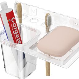 Wall Mount Toothbrush Holder & Soap Dish | Bathroom & Kitchen Storage Solution 8 inch 1 Bar Towel Rod-image-36