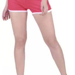 Solid Women Pink Sports Shorts-image-1