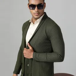 Men Longline Full Sleeve Green Shrug-image-20