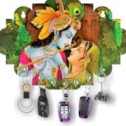 Radha Krishna wood key holder for home and Office décor Wood Key Holder-13
