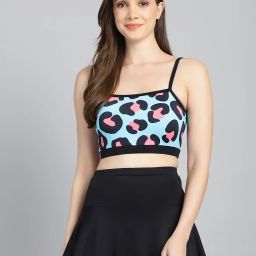 CUKOO Padded Animal Print Two piece Skirtini Swimwear Printed Women Swim-dress Blue Swimsuit-image-26