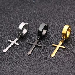 Fashion Punk Non-Piercing Ear men's jewelry (3PCS ) Silver Black Gold Metal Huggie Earring-image-18