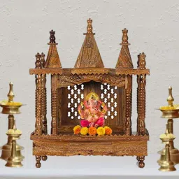 shilpi Natual Sheesham Wood Floor Rested Mandir With Door-picture-14