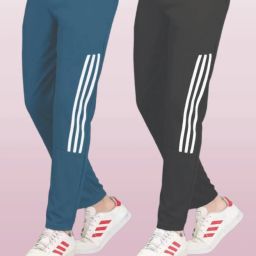 Pack of 2 Men Solid Green, Grey Track Pants-image-29
