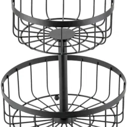 2 Tier Metal Wire Storage Organizer Stand for Fruits, Vegetables and Snacks Iron Fruit & Vegetable Basket-image-99
