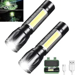(Pack of 2) Mini-Rechargeable.Pocket Light Zoom COB USB Charging Led Water Proof 8 hrs Torch Emergency Light-4