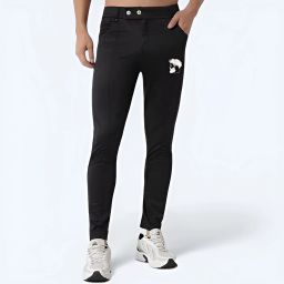 Men Solid Black Track Pants-image-25