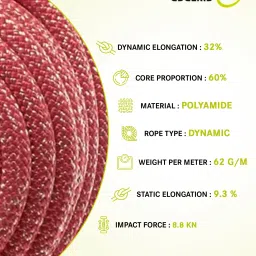 edelrid BOA Dynamic Climbing Single Rope - Certification: EN 892 Red image 3