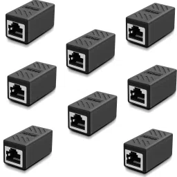 ELECTRO WOLF RJ45 Joiner Adapter Ethernet Extender Coupler Connector Female to Female Plug LAN Network Double Socket LAN Internet CAT 5/CAT 6 ( Pack of 8 ) Lan Adapter-3