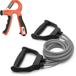 Fitness Combo Pack of Double Toning Tube & Countable Hand Gripper for Workout Fitness Accessory Kit Kit-image-65