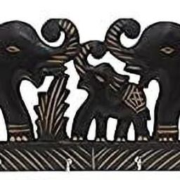 Hand-Made Wooden Elephant Shape Key Holder for Wall Hanging - 6 Key Hooks/Best for Home Decor Wood Key Holder-image-28