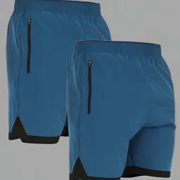 Pack of 2 Solid Men Black, Light Blue Gym Shorts, Regular Shorts, Cycling Shorts, Running Shorts, Sports Shorts-image-57