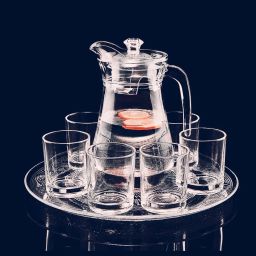 S1Store Round Jug 1.6litter, Round Jug Glass Set 240ml, Premium Royal Design Lemon Set F Jug Glass Set-image-74