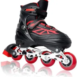 4 Wheels Adjustable Skating for Kids | Red Inline Skates (Red) In-line Skates - Size 6-11 UK-image-45