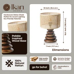 ikari homes Boho Rattan Pebble Table Lamp I Handcrafted Premium Wooden Rattan Lamp Table Lamp image 3