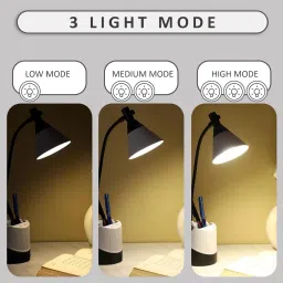 akr Powerful Rechargeable LED Table Lamp with Mobile & Pen Holder With Night Light Study Lamp image 2