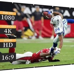 Moiz 50 Inch- 3.7Ft x 2.1Ft Anti-Creased, Foldable Anti-Light,16:9 4K Eyelet HG M+2 Projector Screen (Width 112 cm x 63.5 cm Height)-43
