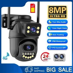 SIOVS HD Dual Lens Dual Screen Security 4G SIM Camera 360° TwoWay Audio Night Vision Security Camera-22