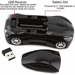 microware New Fashion 2.4GHz Wireless car shape Mouse 1600 DPI Optical Gaming Mouse Mice for Computer Wireless Ambidextrous Optical Gaming Mouse with Bluetooth image 3