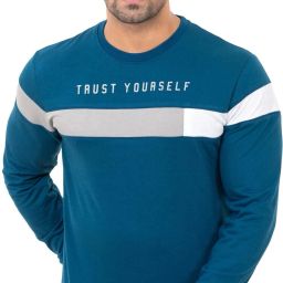 Men Typography Crew Neck Polyester Dark Blue T-Shirt-image-20