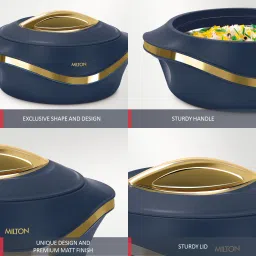 milton Pearl Inner Stainless Steel Jr. Set of 3 (455 ml, 860 ml, 1270 ml), Blue Pack of 3 Serve Casserole image 4
