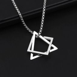 Silver Chain For Men Geometric Silver Necklace Pendant For Men Boys Girls Silver Plated Stainless Steel Chain-image-75
