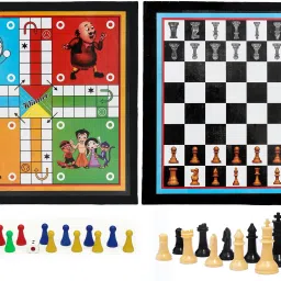 2in 1 Ludo & Chess Board (12*12 Inch) with Hollow Chess Pieces & Ludo Player 32 cm Chess Board-12