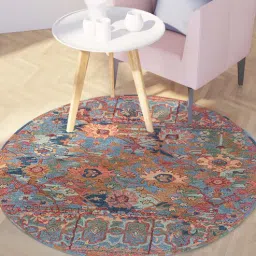 obeetee Grey Floral Wool 6 ft x 6 ft Hand Tufted Round Carpet-picture-34