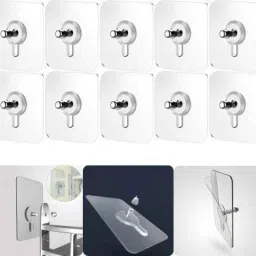 Self Adhesive Nail Hook Pack of 10 For Wall Without Drilling ,Waterproof 10Kg Load Capacity Self Adhesive Nail Hook Heavy Duty For Wall,Bathroom,Hanging Photo Frames,Hang Art,Hang Shelf,Paintings Without Drilling Hook 10-image-69