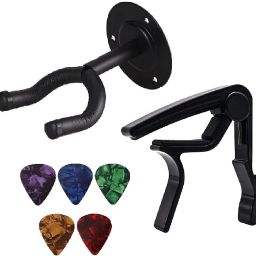 Guitar Wall Mount Hanger and Quick Change Guitar Capo with 5 Picks Spring Guitar Capo-image-38