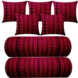 Combo Set Of 5 Cushion 2 Microfibre Geometric Bolster Pack of 7-image-99