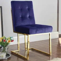 Eta Fabric Dining Chair In Velvet Blue Finish-image-22