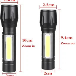 (Pack of 2) Mini-Rechargeable.Pocket Light Zoom COB USB Charging Led Water Proof 8 hrs Torch Emergency Light-25